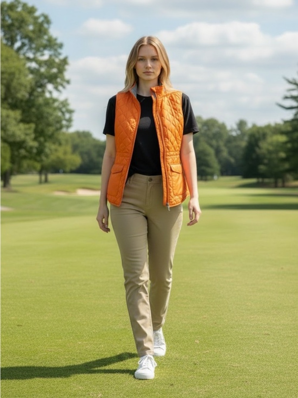 NWT Peter Millar Women's Addison Quilted Travel Vest size XS in Orange